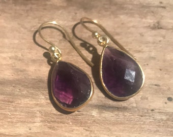 Amethyst Earring-Sterling Silver Earring-Handmade Vintage Earring - Purple Amethyst Stone Earring..