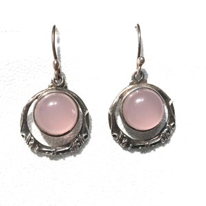 Rose Quartz Earrings , Sterling Silver Earrings, Handcrafted Earrings , Rose Quartz Stone..