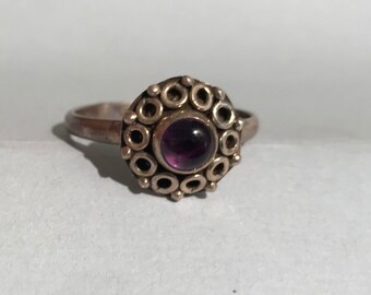 Anello vintage in argento sterling con ametista - Pietra portafortuna di febbraio, misura 8