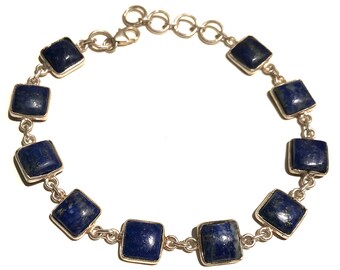 Lapis lazuli-armband, sterlingzilver, helende kristallen armband