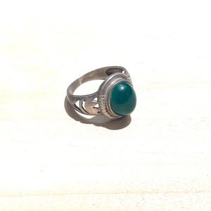 Handmade Sterling Silver Green Onyx Ring - Size 5