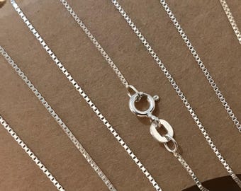 Dainty 20" Sterling Silver Box Chain Necklace