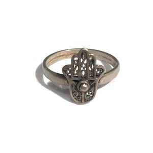 Khamsa Ring size 8.5 Hand Ring-  Silver Ring...Hand of Fatima...Protection...Good Luck, Unique...Vintagen,Gypsy...Islam ,Vintage Shop.