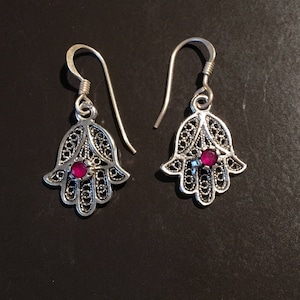 Hamza Hand Earring - Sterling Silver Earring Hand of Fatima-Protection - Good Luck-Unique-Vintage -Gypsy-Islam-Vintage Shop