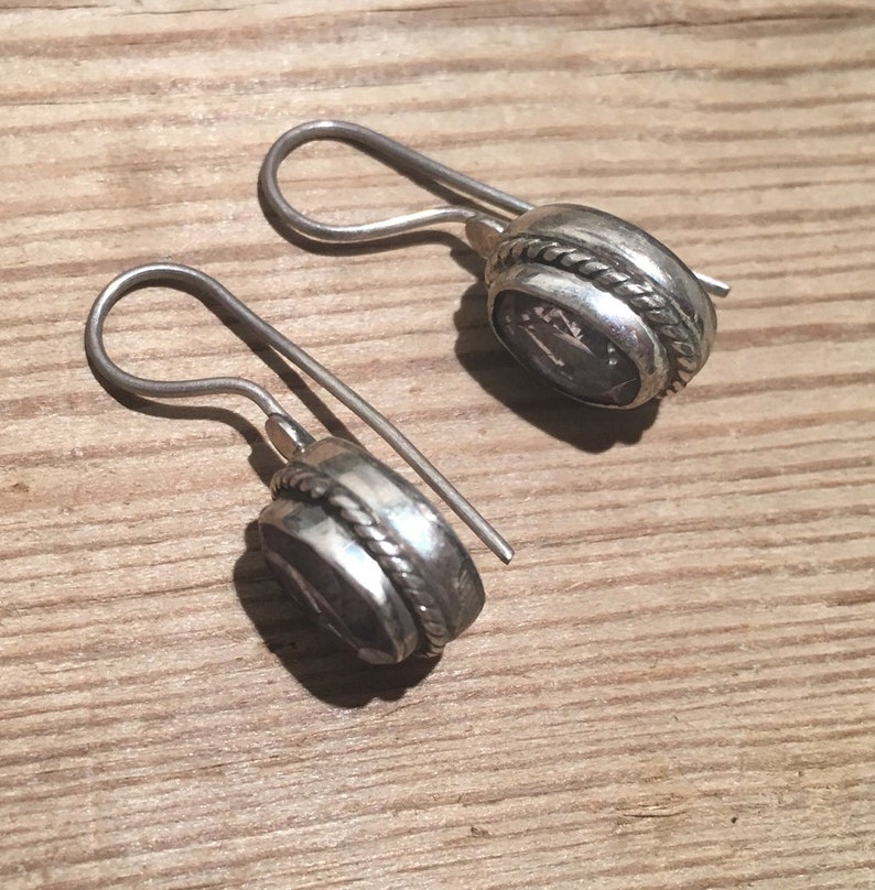 Amethyst Earring...Sterling Silver,Silvet earring...Handcrafted...Vintage 1980s...Hippie...February Birthstone...Gift...Vintage Shop...