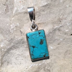 Turquoise Pendant - Turquoise Necklace , Sterling Silver Necklace , Silver Necklace ,Handmade Necklace, Gift for Her , BlueStone