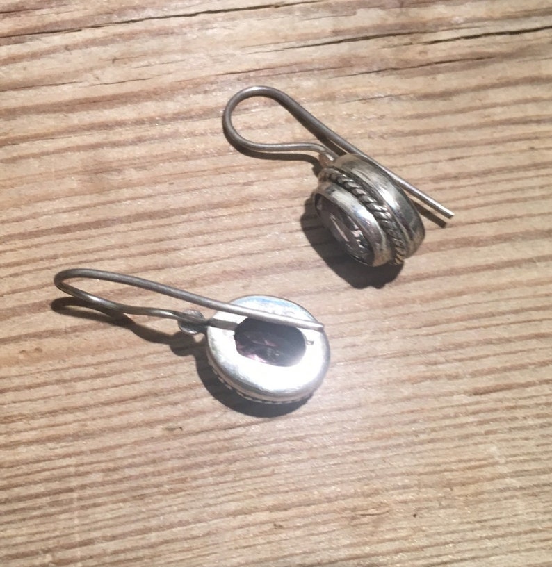 Amethyst Earring...Sterling Silver,Silvet earring...Handcrafted...Vintage 1980s...Hippie...February Birthstone...Gift...Vintage Shop...