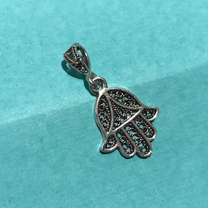 Sterling Silver Hamsa Pendant: Hand of Fatima, Good Luck Charm
