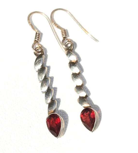 Orecchini Pendenti A Goccia Di Granato Rosso Riempiti In Oro 14 - Foto 5