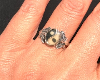 Bague vintage Yin Yang en argent sterling - Taille 9