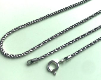 Oxidized Sterling Silver Rope Chain - 24 Inch Necklace