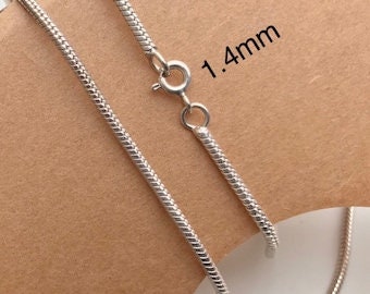 Schlangenkette, 26 ”Sterling Silber Kette, Kette, Halskette, Layering Halskette 1mm, Kette für Männer und Frauen, 925 Sterling Silber Kette