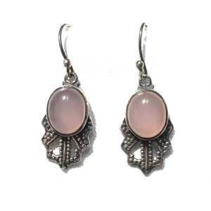 Rose Quartz Earrings , Sterling Silver Earrings, Handcrafted Earrings , Rose Quartz Stone..