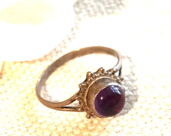 Anello vintage in argento sterling con ametista - Misura 8,5