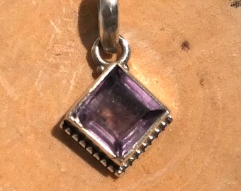 Sterling Silber Amethyst Anhänger: Facettierter Teardrop Geburtsstein