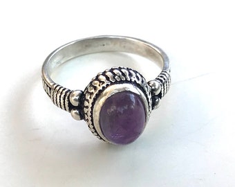 Anello vintage in argento sterling con ametista - Misura 6