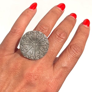 Bohemian Sterling Silver Ring - Tribal Ethnic Ladies Ring, Size 8