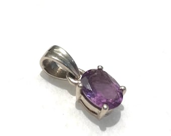Minimalistischer Anhänger Sterling Silber Amethyst Anhänger, facettiert, Februar Birthstone