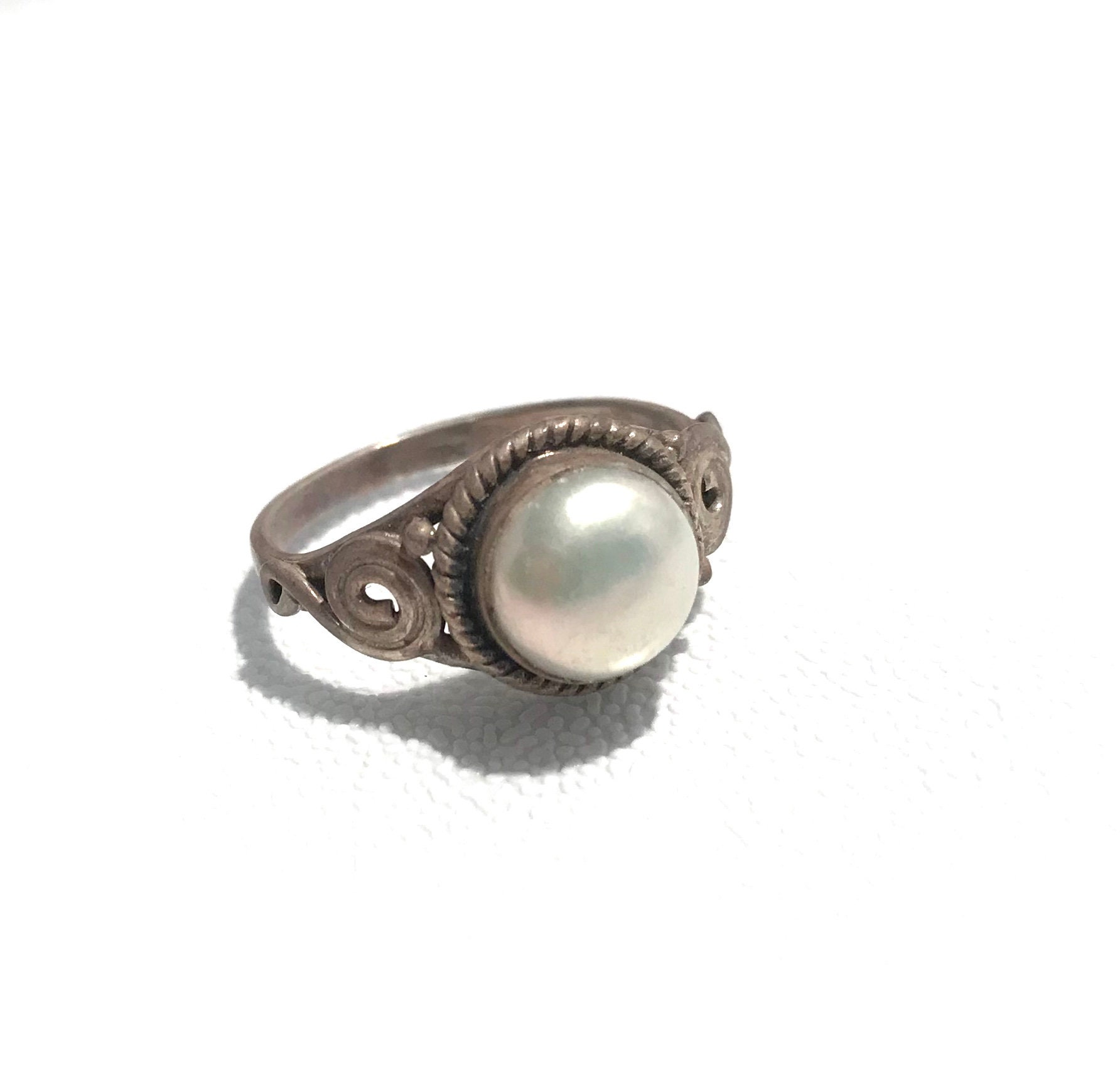 Freshwater Pearl Sterling Silver Ring - Size 7.5 - Etsy