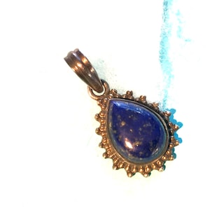 Lapis Pendant, Lapis Lazuli Pendant Cabochon Pendant,  Pear Shape Lapis Lazuli Sterling Silver Pendant