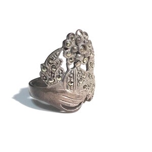 Vintage Marcasite Sterling Silver Ring, Size 6
