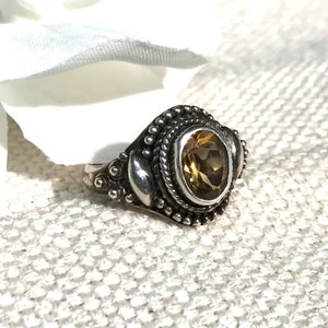 Citrine Ring ,Size 7  Sterling Silver Ring , November Birthstone ,  Handcrafted Ring , Golden Citrine Ring , Yellow Gemstone Ring