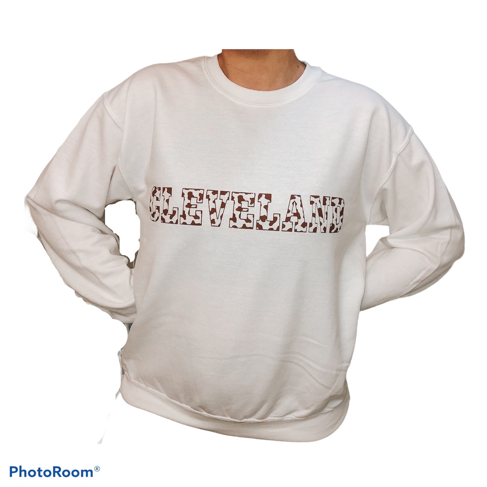 cow print crewneck