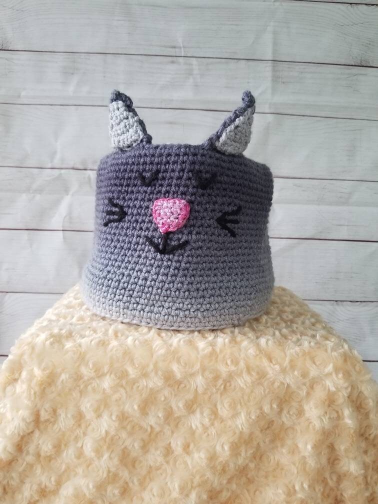 Toy basket sleepy cat toy basket basket for cat toys Etsy