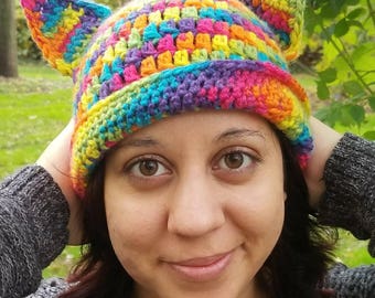 Handmade, Crochet Cat Hat, Cat Ear Beanie