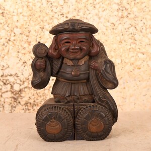 Vintage Japans houten Daikoku-beeldje (24J-512)