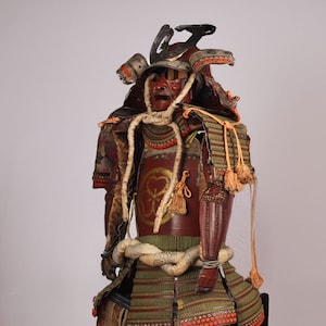 Vintage Japanese Red Yoroi Samurai Kabuto Armour A Set (23O-227)