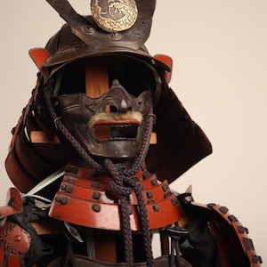 Vintage Japanese Red Yoroi Samurai Kabuto Armour A Set (23O-318)