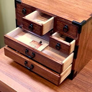 Japanese style jewelry box, hand made with solid kiri wood. KB22 image 6