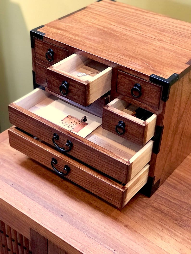 Japanese style jewelry box, hand made with solid kiri wood. KB22 image 6