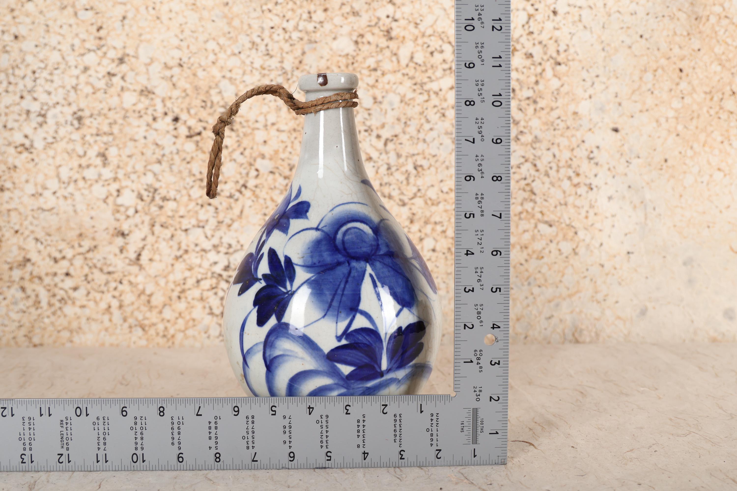 Antique Japanese Blue & White Sake Bottle — 1880s, Meiji Era (SKU