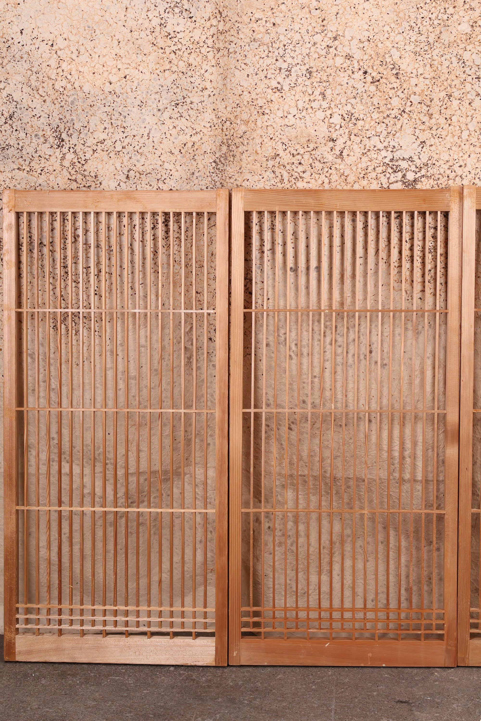 Vintage Japanese Shoin 4 Panels, Kumiko Style Lattice (24N