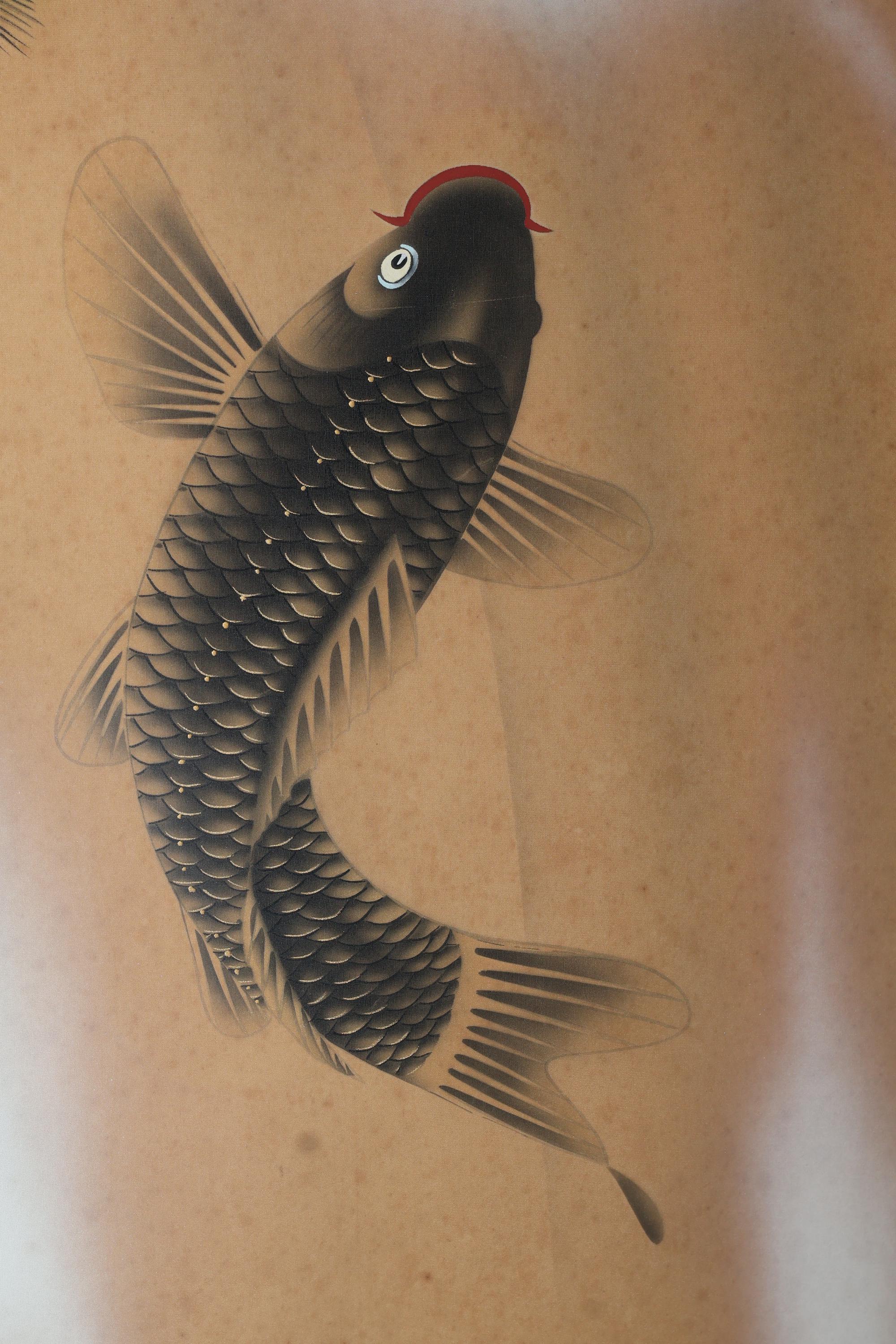 Vintage Japanese Painting, Scroll. Jumping Carp(24n-j21-6) - Etsy