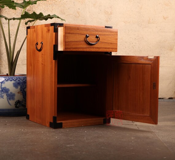 Japanese Style Night Stand, Hand Made With Solid Kiri Wood