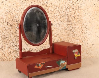 Vintage Japanese Red Lacquer Kyodai Mirror (25S-717) Detachable