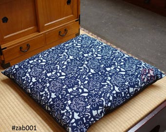 zabuton, seating cushion. with indigo fabric