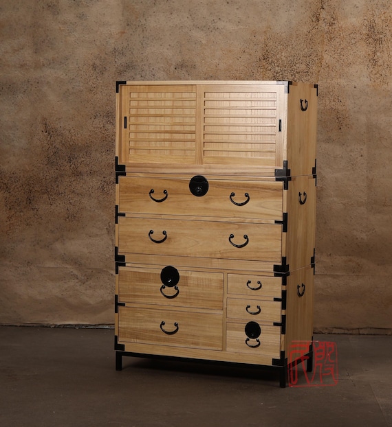 Japanese Style 3 Sections Clothing Chest, Dresser, Isho Dansu