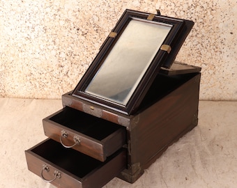 Antique Japanese Mirror Box — Wood, 1920, Taisho Era (SKU: 25S-768
