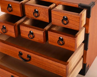 Japanese Style Jewelry Box, Hand Made With Solid Kiri Wood