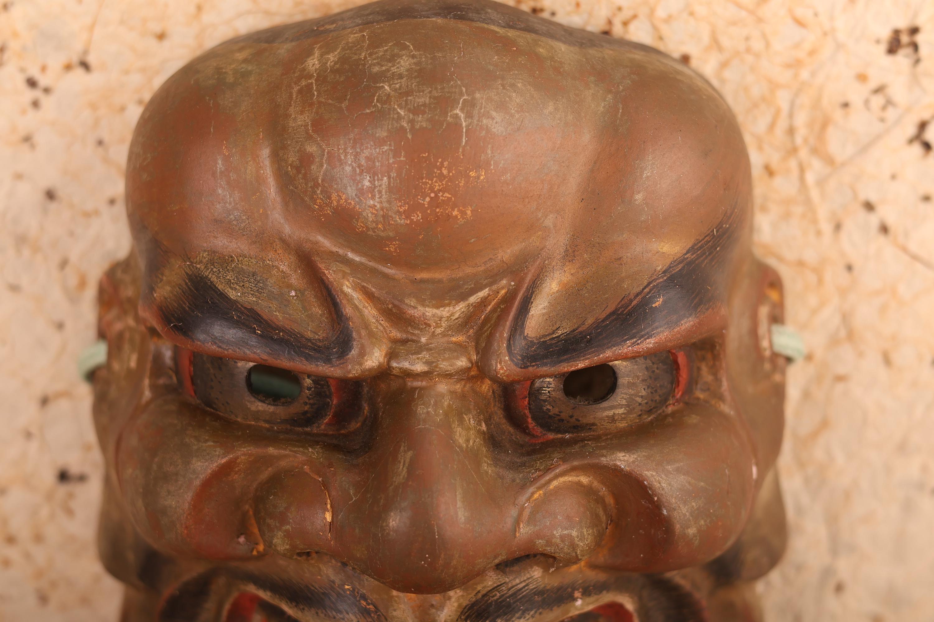 彫刻・オブジェ Wooden Noh Mask Amazon.com: H028-23*15*18cm Hand Carved Wood Japanese NOH