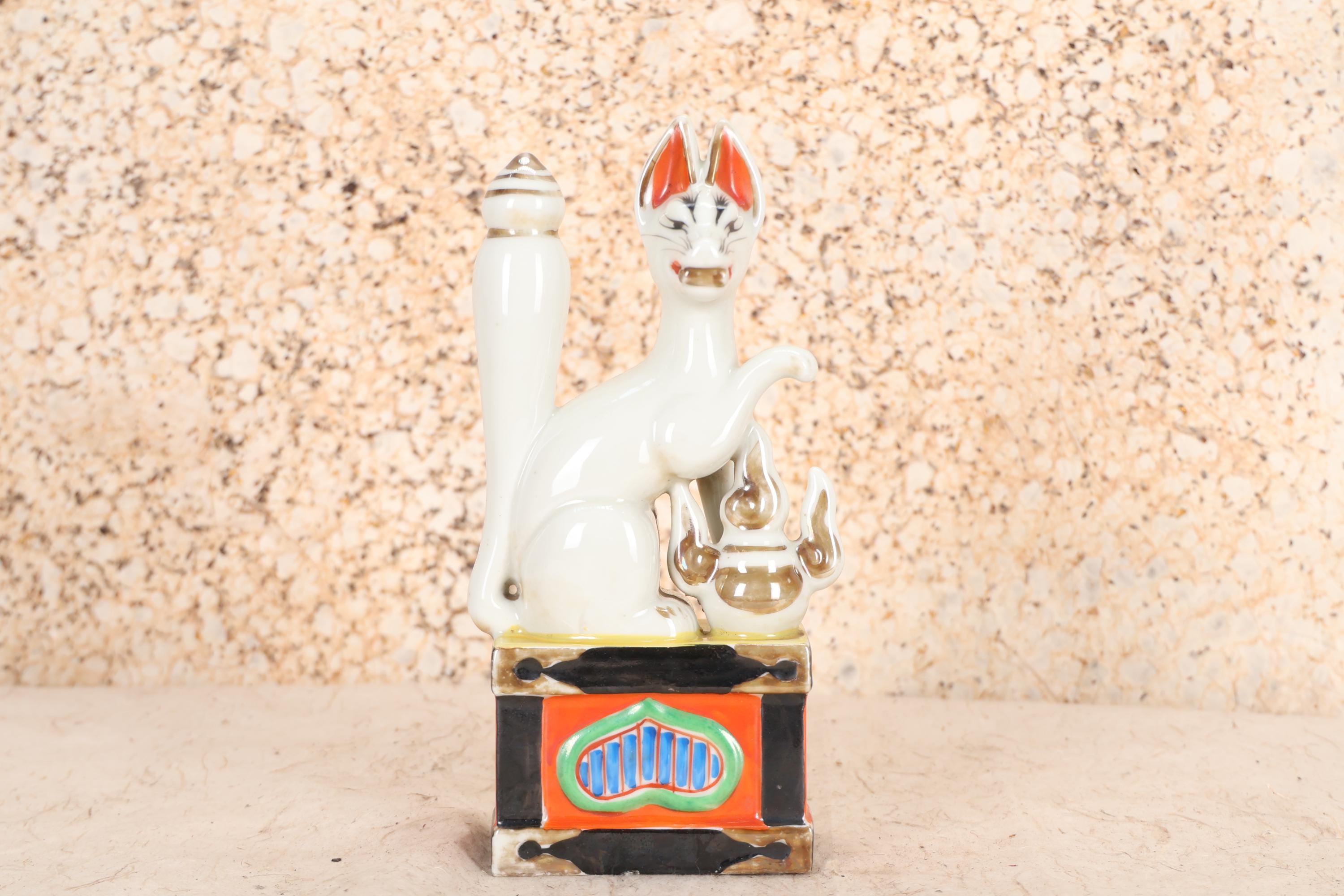 Antique Japanese Inari Fox Pair 10 1/2