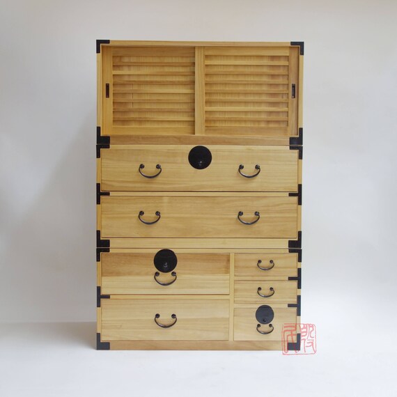 Japanese Style 3 Sections Clothing Chest Dresser Isho Dansu Etsy