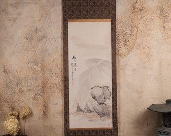掛け軸 - アンティーク 和風 カラス 墨絵 掛軸 (70.5 インチ/179 cm