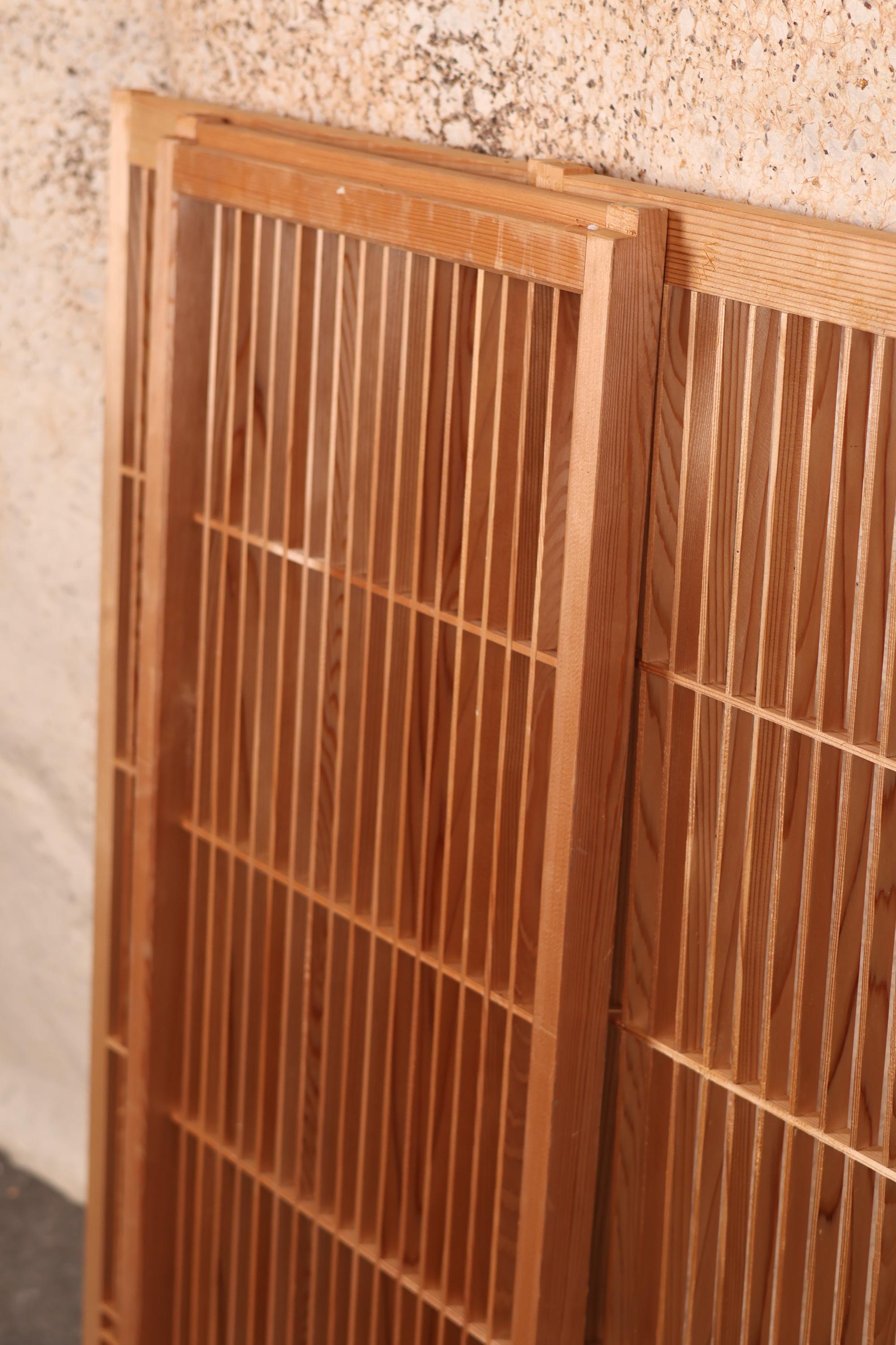 Vintage Japanese Shoin 4 Panels, Kumiko Style Lattice (24N