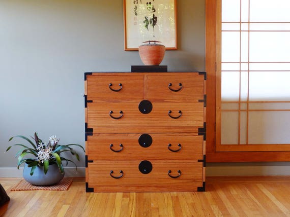 Japanese Style 2 Sections Clothing Chest Dresser Isho Dansu Etsy