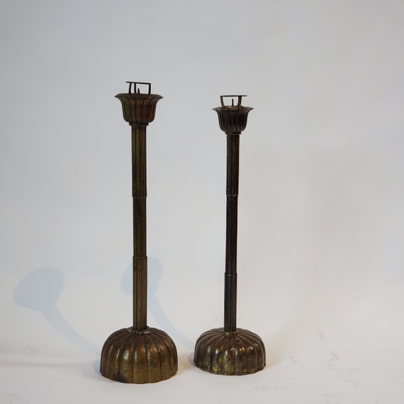 Antique Japanese Candle Holder Not Polished Brass. 1860s pair